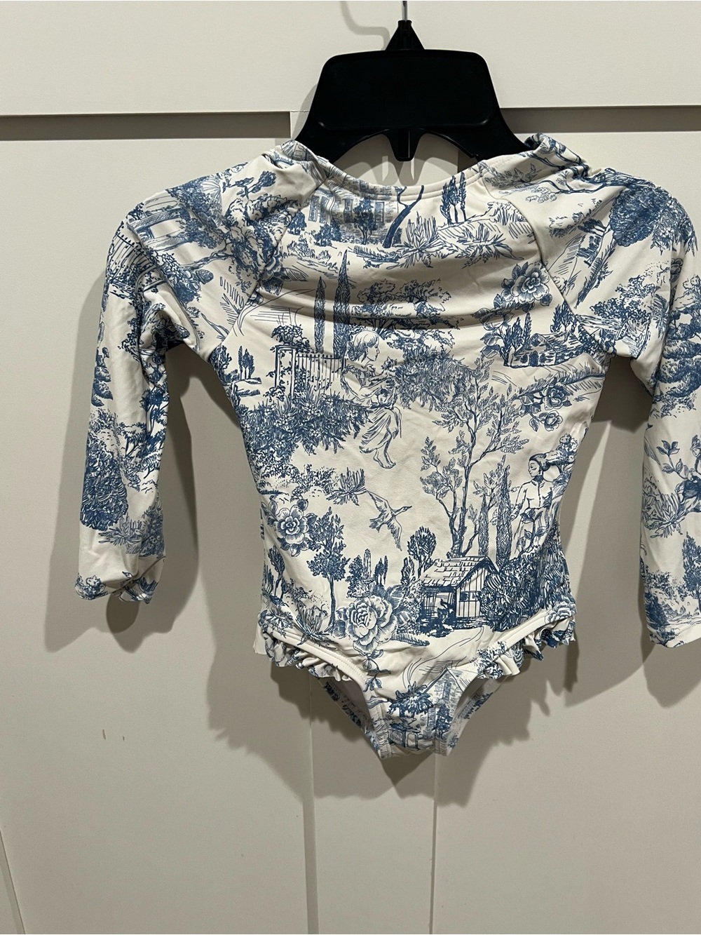 GB girls White and Blue One-Piece Long-Sleeve Kids Swimsuit